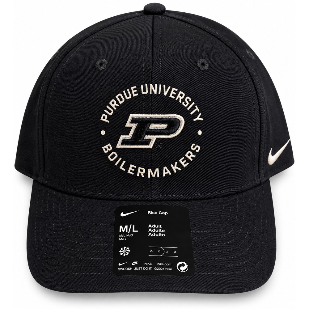 Nike Purdue Boilermakers Rise Hat M/L Black Snapback Dri-FIT NCAA NWT $30